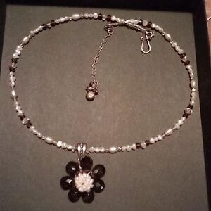 Delicate Vintage Pearl and Hematite Beaded Choker Necklace - Women Jewelry